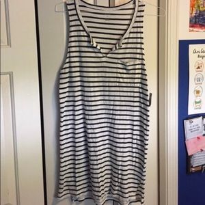 Aerie White with Navy Stripes Shift Dress